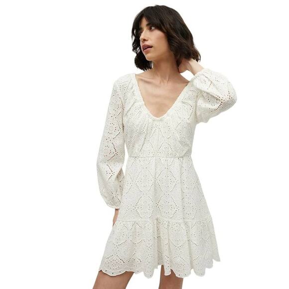 Veronica Beard Calibra Eyelet Lace Dress in White 6 - Picture 1 of 3